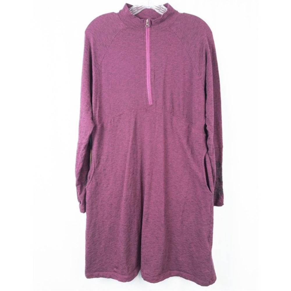 Aventura Addison Dress Womens Large Embroidered Organic Cotton Purple Granola‎